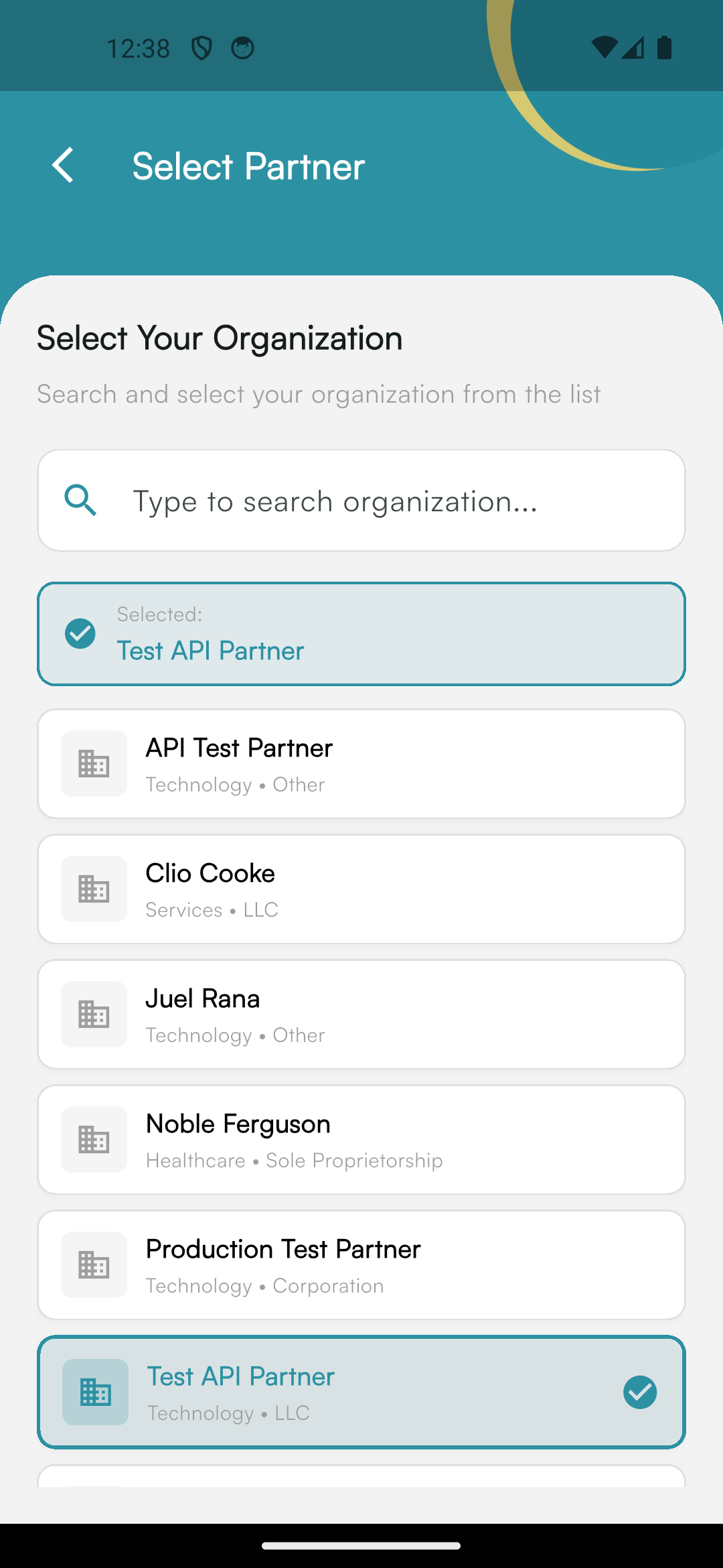 Complete Profile screen